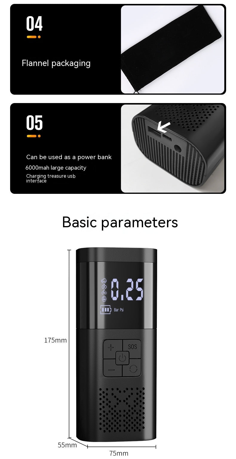 portable electric air compressor or tire inflator