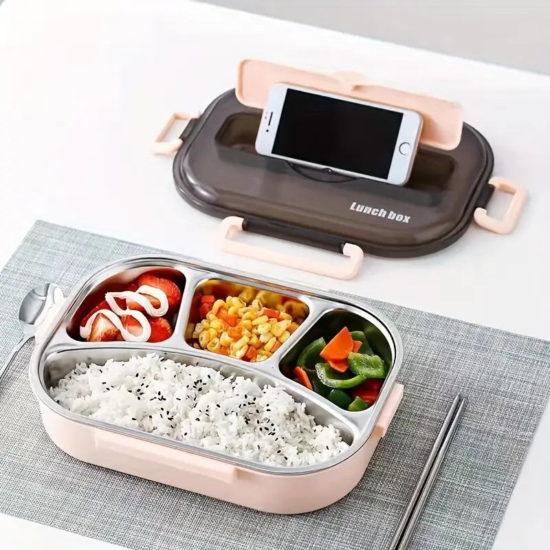 Stainless Steel Bowl Lunch Box Plastic Plate Microwaveable Heating