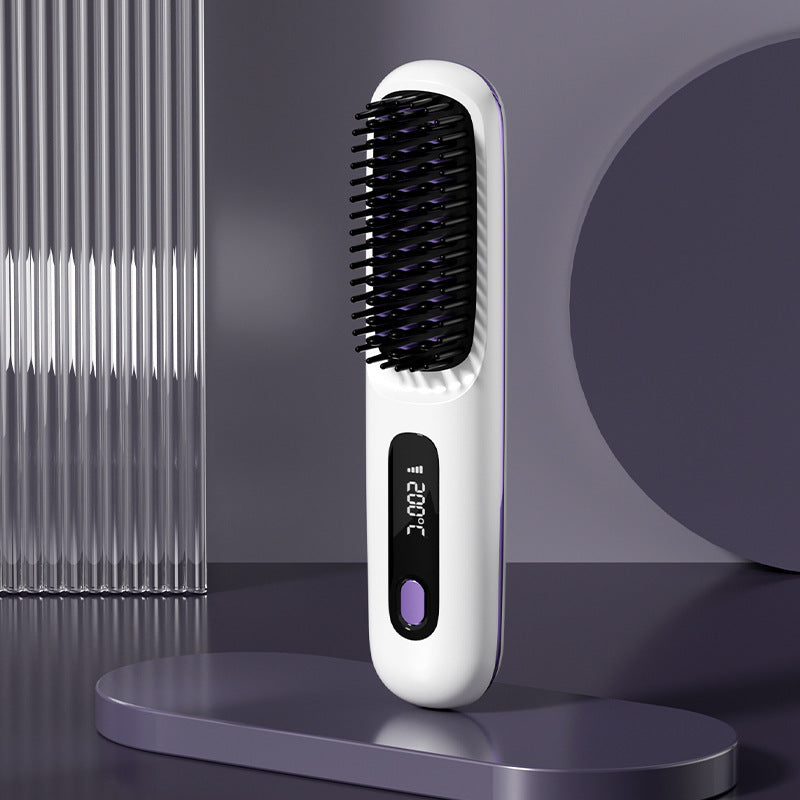 LCD USB Charging Ceramic Heating Electric Portable Straight Comb