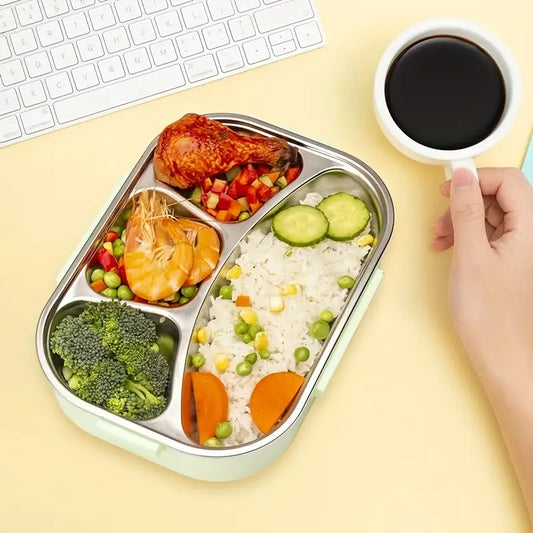 Stainless Steel Bowl Lunch Box Plastic Plate Microwaveable Heating