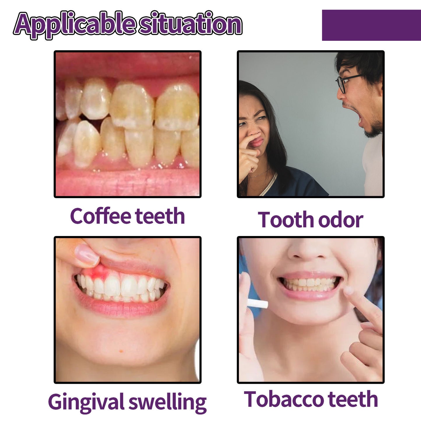 Purple Whitening Dental Powder Remove Residue