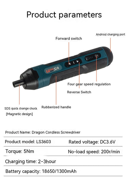 Torque Adjustment Straight Handle 36V Electric Screwdriver Small