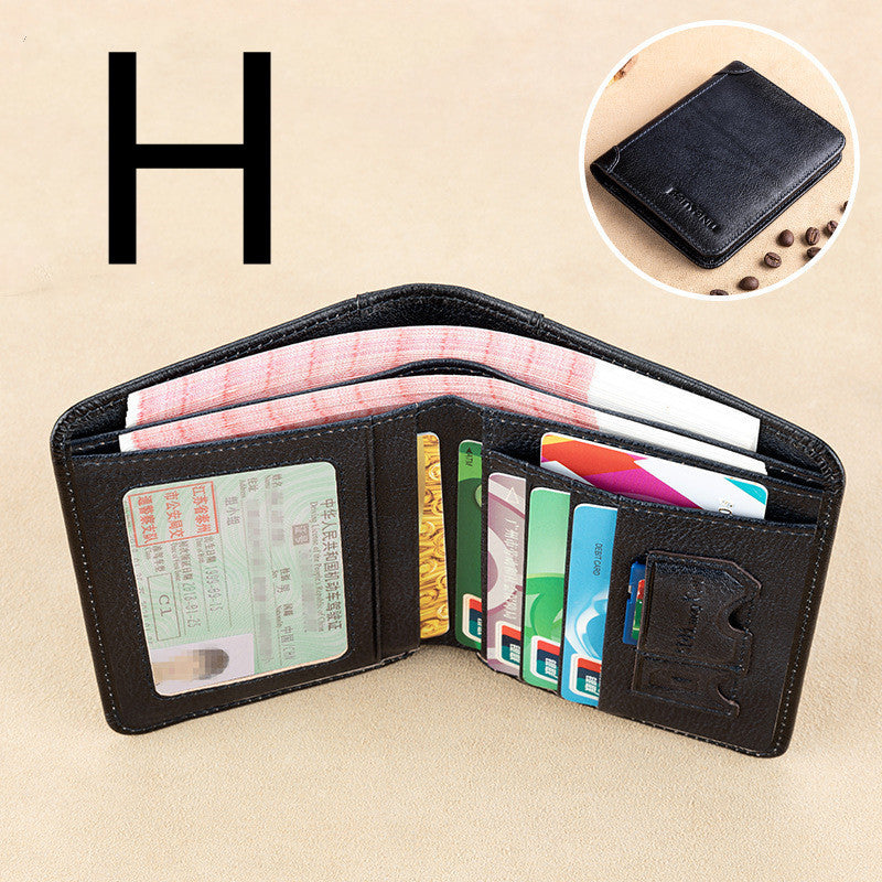 Anti-theft Brush Ultra-thin First Layer Cowhide Short Leather Driver's License Wallet