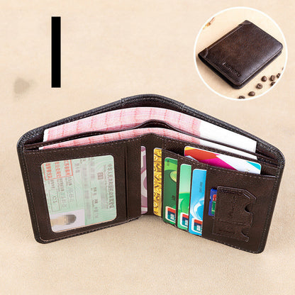 Anti-theft Brush Ultra-thin First Layer Cowhide Short Leather Driver's License Wallet