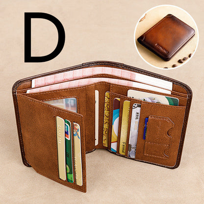 Anti-theft Brush Ultra-thin First Layer Cowhide Short Leather Driver's License Wallet