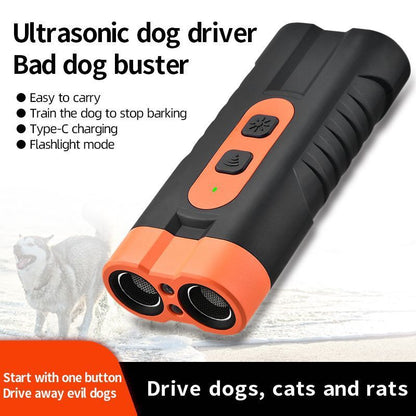 Dog Drives Ultrasonic Two-head Sound Wave Bark Stopper Torch Dog Repellent Artifact