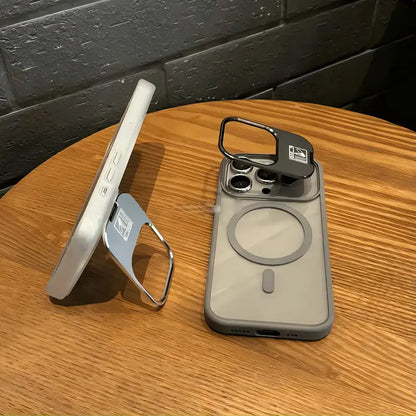 Magnetic Ring Kickstand Case with Tempered Glass