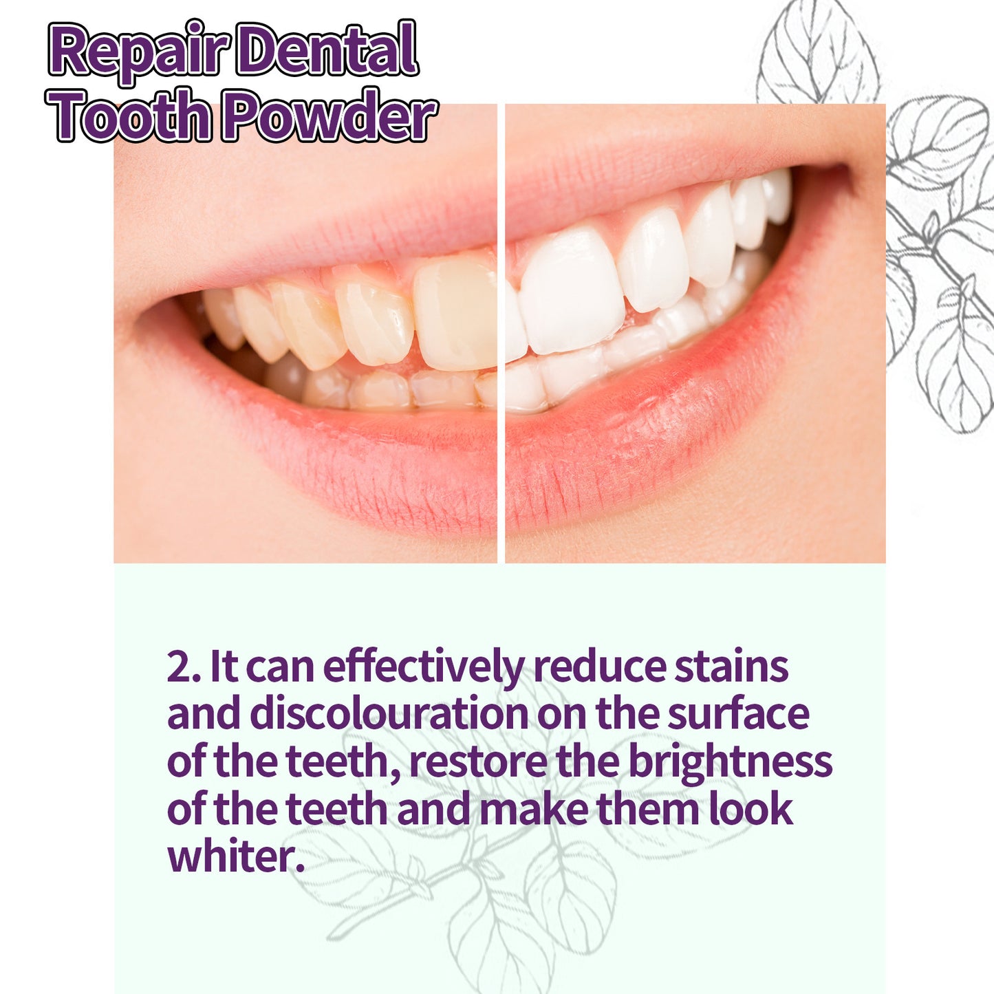 Purple Whitening Dental Powder Remove Residue