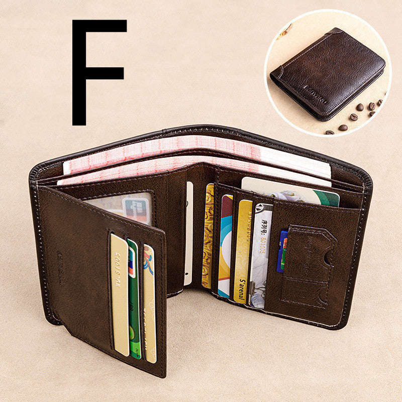 Anti-theft Brush Ultra-thin First Layer Cowhide Short Leather Driver's License Wallet
