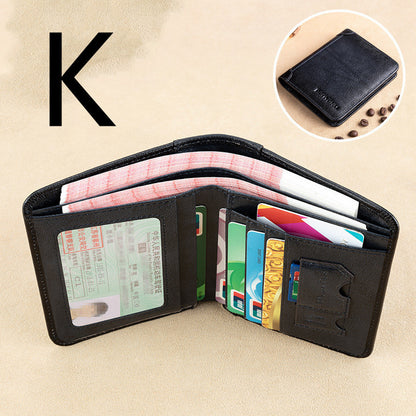 Anti-theft Brush Ultra-thin First Layer Cowhide Short Leather Driver's License Wallet