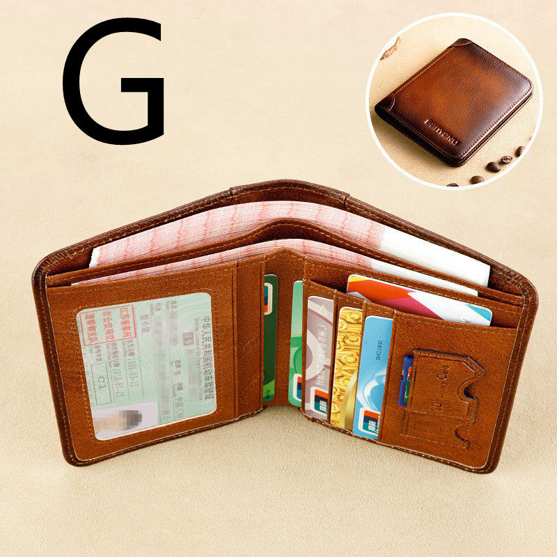 Anti-theft Brush Ultra-thin First Layer Cowhide Short Leather Driver's License Wallet