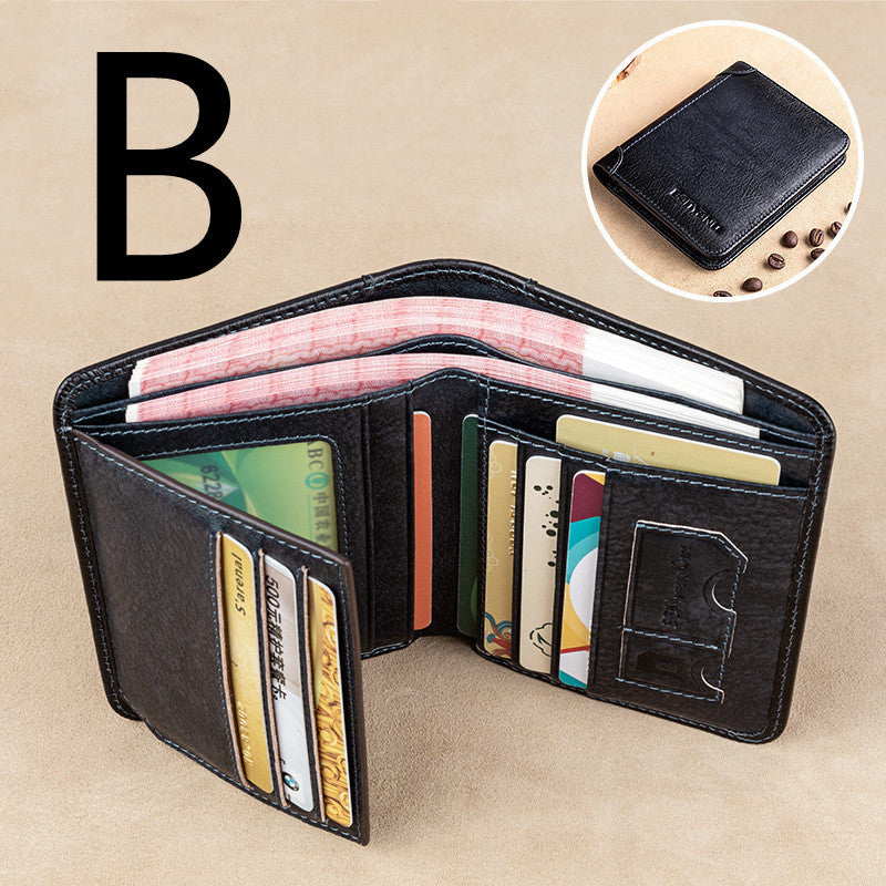Anti-theft Brush Ultra-thin First Layer Cowhide Short Leather Driver's License Wallet