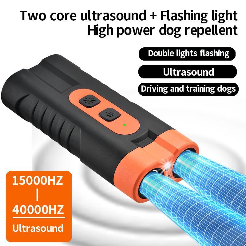 Dog Drives Ultrasonic Two-head Sound Wave Bark Stopper Torch Dog Repellent Artifact